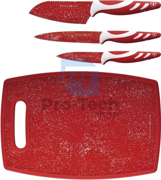 Set cuțite de bucătărie cu tocător, 4 piese ROYALTY LINE Red 50077