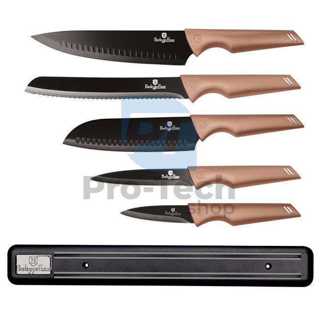 Set cuțite de bucătărie cu suport magnetic 6 piese ROSE GOLD 19520