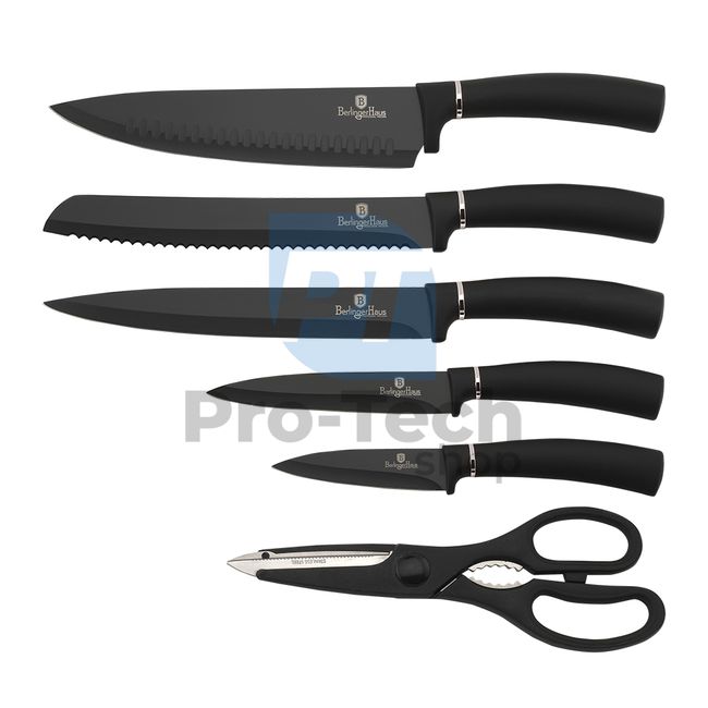 Set cuțite de bucătărie inox cu suport, 7 piese BLACK 20473