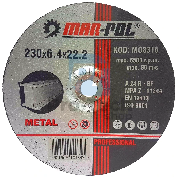 Disc de șlefuit pentru metal 230mm x 6,4mm x 22,2mm 05443