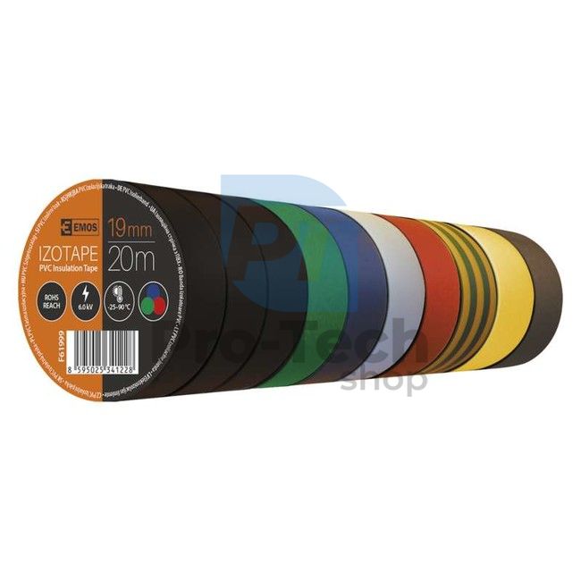 Bandă izolatoare PVC 19mm / 20m mix culori 70961