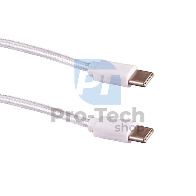 Cablu USB C - USB C 3.1, 1m, alb, împletit