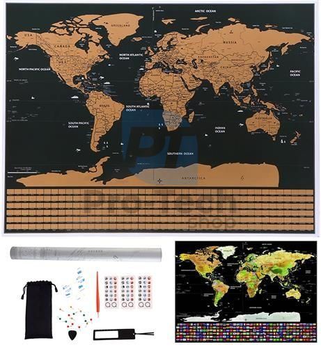 Harta lumii - răzuibilă cu steaguri + accesorii 74593