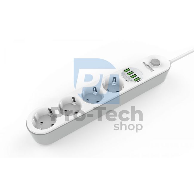 Prelungitor electric cu USB 2m 4x priză 4x USB port 16291