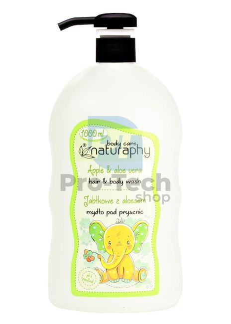 Gel de duș și șampon 2 în 1 pentru copii cu mere și aloe vera Naturaphy 1000ml 30028