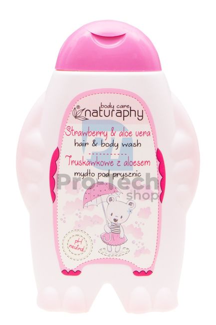 Gel de duș și șampon 2 în 1 pentru copii cu căpșuni și aloe vera Naturaphy 300ml 30033