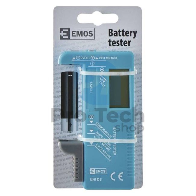 Tester universal pentru baterii (AA, AAA, C, D, 9V, buton) 70567