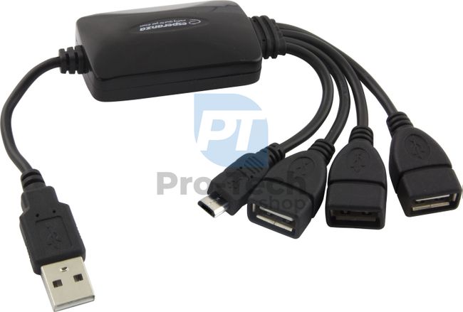 Hub USB 2.0 cu 3 porturi USB + 1 port micro USB