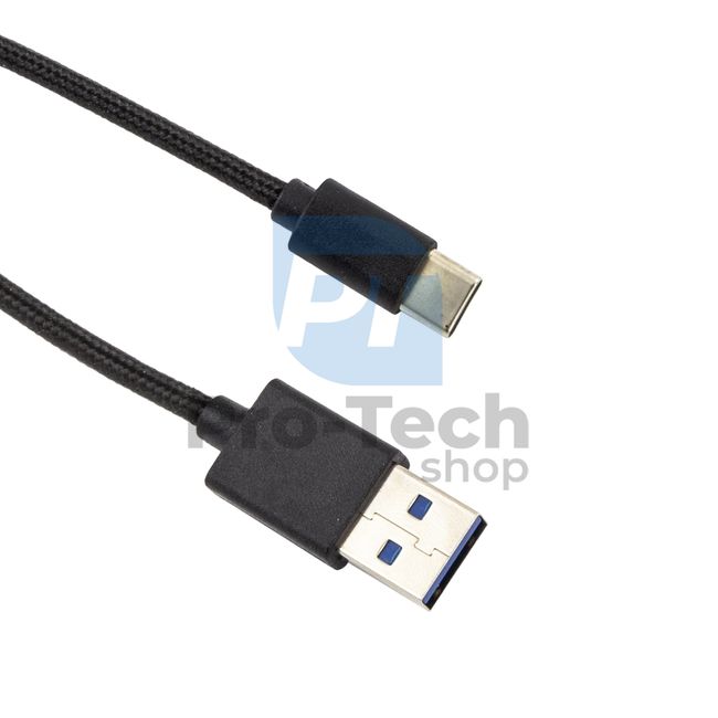 Cablu USB-C 3.0, 1,5m, negru, împletit