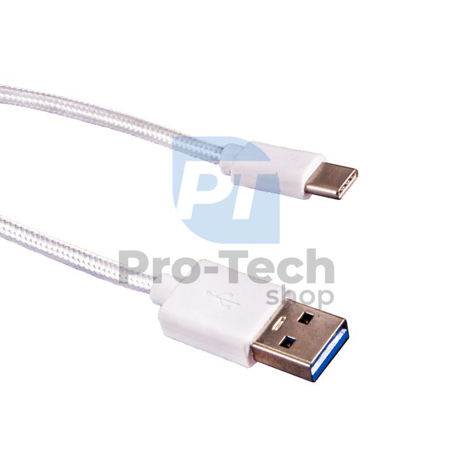 Cablu USB-C 3.0, 1m, alb, împletit