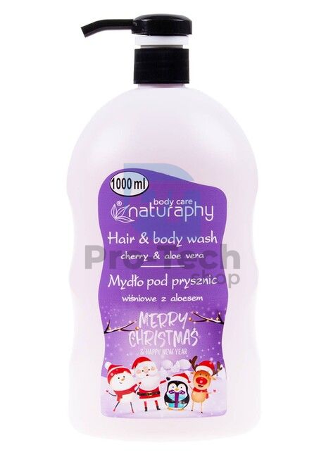 Gel de duș și șampon de Crăciun 2în1 cu extract de aloe vera Naturaphy 1000ml 30285