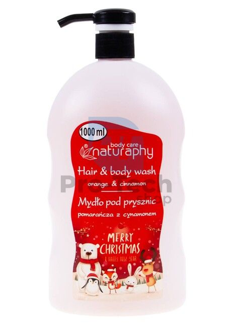 Gel de duș și șampon de Crăciun 2în1 portocală și scorțișoară Naturaphy 1000ml 30284