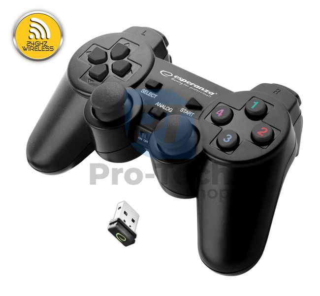 Gamepad wireless cu vibrații PC/PS3 USB GLADIATOR, negru