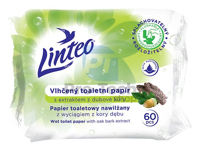 Șervețele hârtie igienică umedă cu extract de scoarță de stejar Linteo 60 bucăți 30444