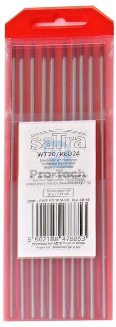 Electrozi sudură wolfram 2,4 mm profi Satra roșu tig WT20/RED24 06504