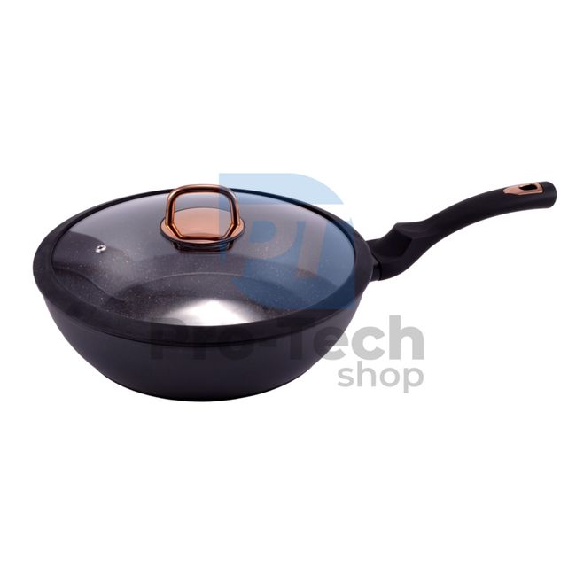 Tigaie wok cu suprafață antiaderentă și capac 28cm Golden Line 54236