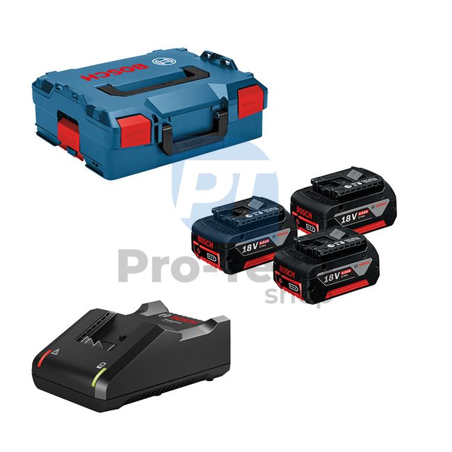 Set de bază Bosch 3 x acumulator GBA 18V 5.0Ah + încărcător GAL 18V-40 în valiză L-BOXX 136 15253